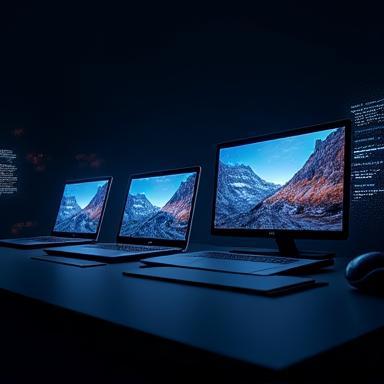 High-performance laptops and computers setup